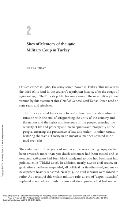 (PDF) Sites of Memory of the 1980 Military Coup in Turkey