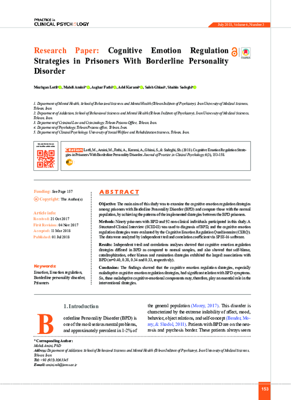 (PDF) Cognitive Emotion Regulation Strategies in Prisoners With ...