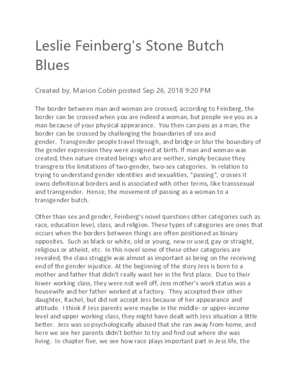 (DOC) Leslie Feinberg's Stone Butch Blues