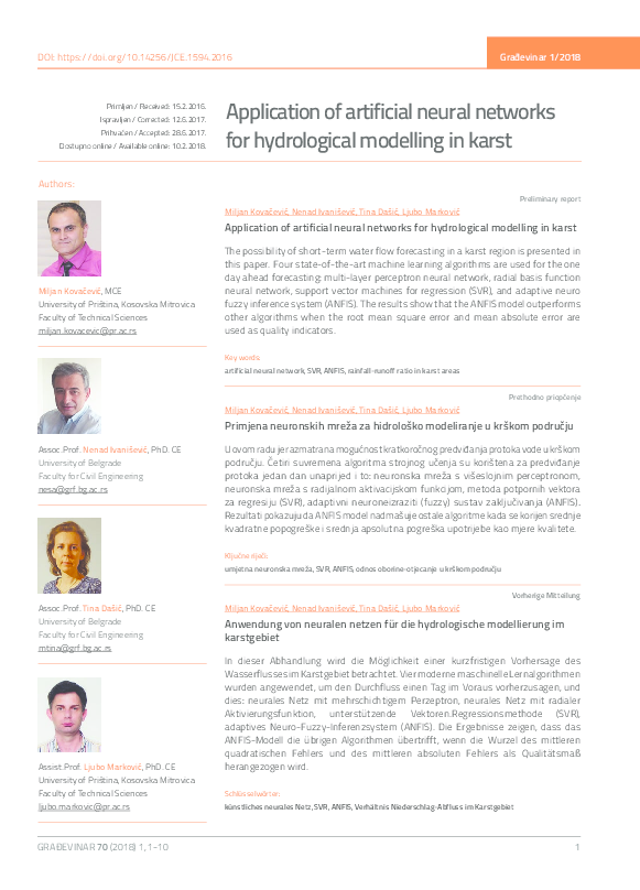 (PDF) Application of artificial neural networks for hydrological ...