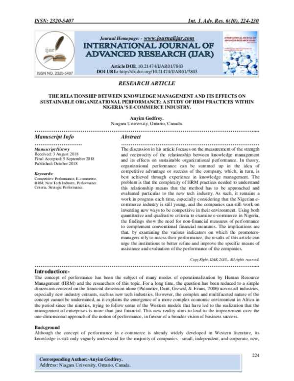 (PDF) THE RELATIONSHIP BETWEEN KNOWLEDGE MANAGEMENT AND ITS EFFECTS ON ...