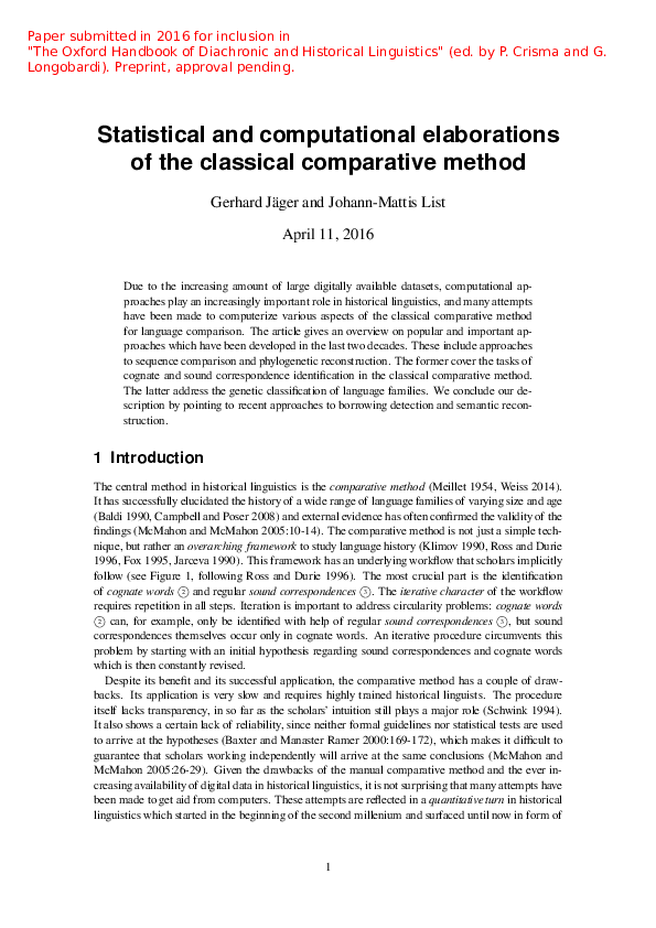 (PDF) Statistical and computational elaborations of the classical ...