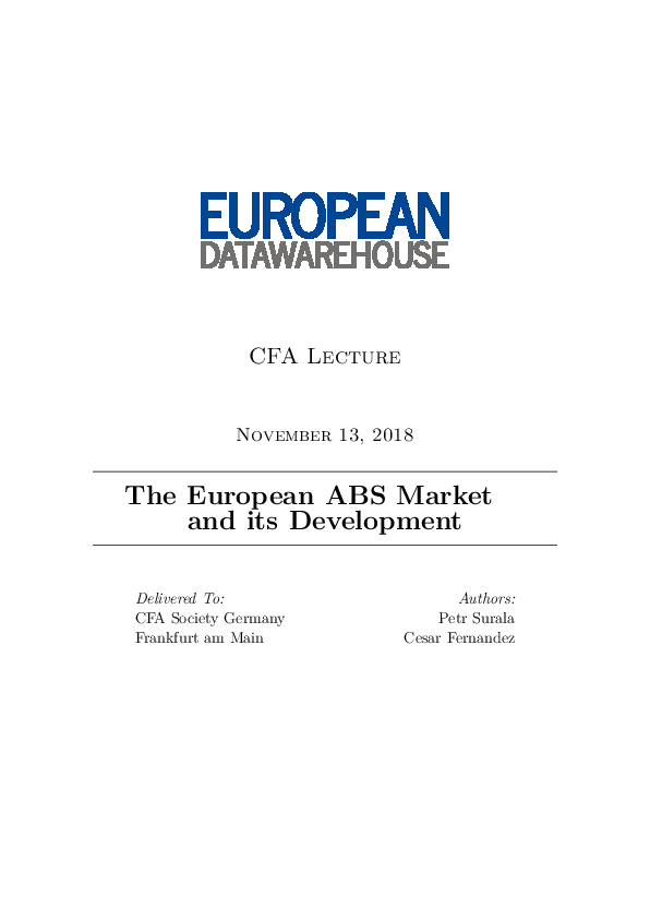 (PDF) The European ABS Market and its Development Petr Surala and