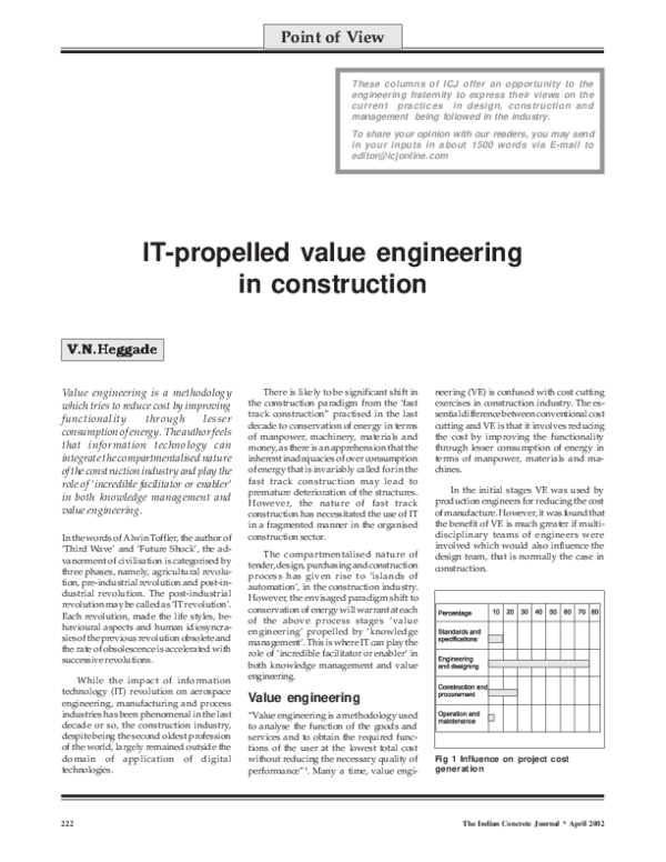 (PDF) IT-propelled value engineering in construction