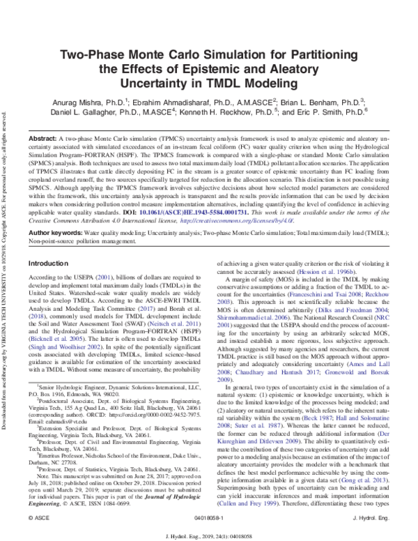 (PDF) TwoPhase Monte Carlo Simulation for Partitioning the Effects of