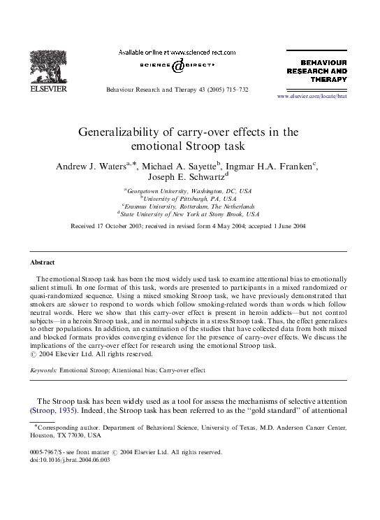 (PDF) Carry Over Effect Stroop Javad Salehi Fadardi Academia.edu