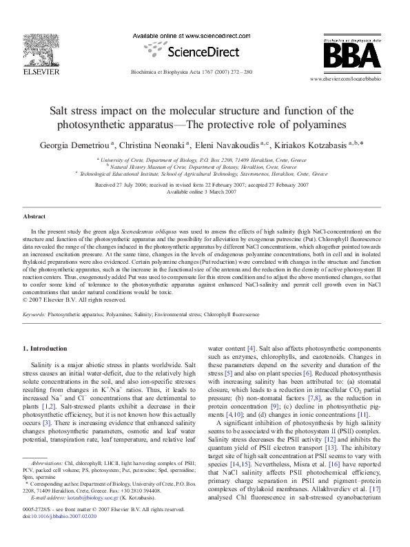 (PDF) Salt stress impact on the molecular structure and function of the ...