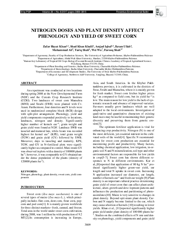 (PDF) NITROGEN DOSES AND PLANT DENSITY AFFECT PHENOLOGY AND YIELD OF ...