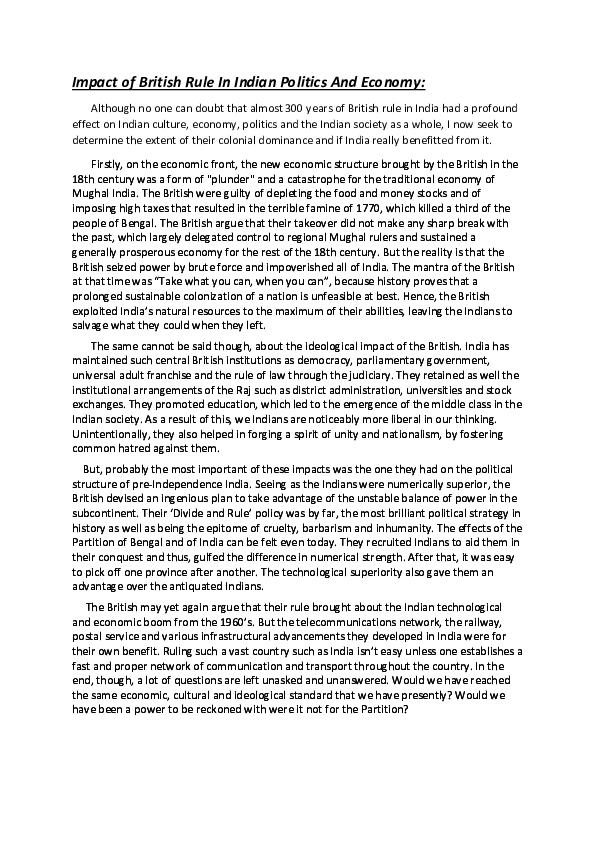 British rule in india essay author image