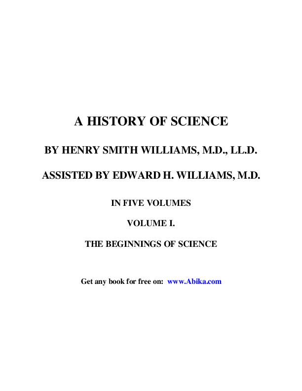 (PDF) A HISTORY OF SCIENCE IN FIVE VOLUMES VOLUME I. THE BEGINNINGS OF ...