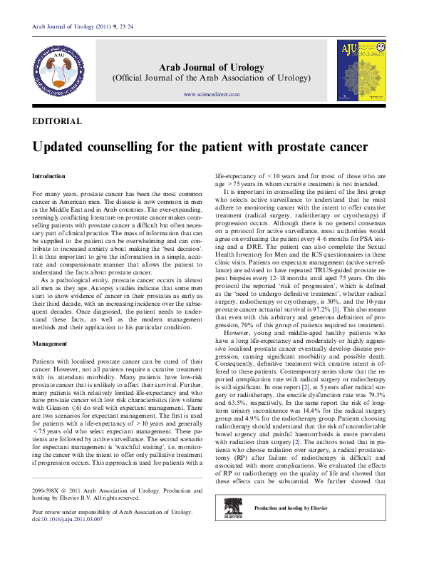 (PDF) Updated counselling for the patient with prostate cancer