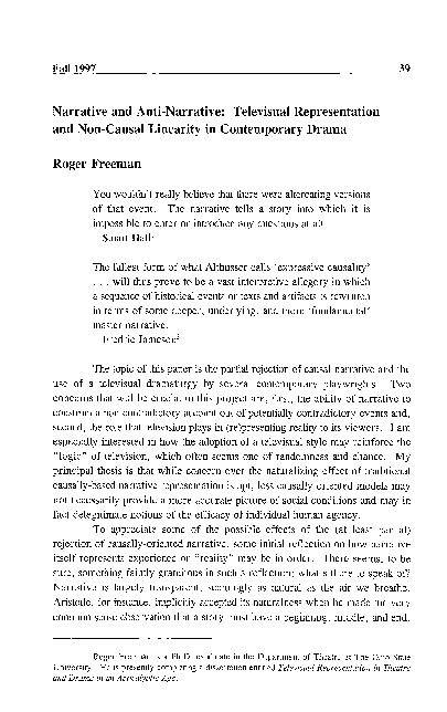 (PDF) Narrative and Anti-Narrative: Televisual Representation and Non ...