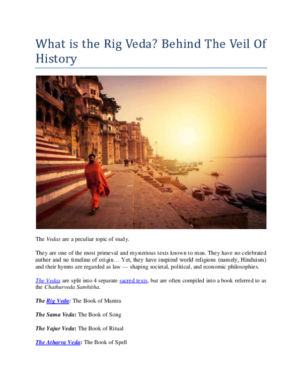 (PDF) What is the Rig Veda? Behind The Veil Of History