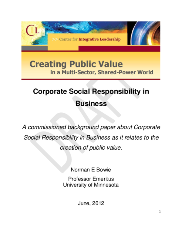 (PDF) Corporate Social Responsibility in the Business