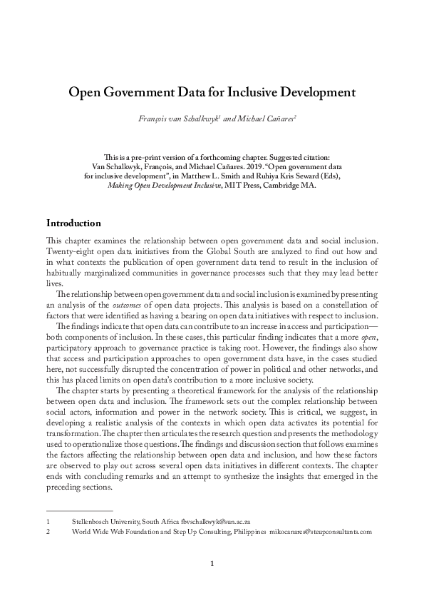 (PDF) Open Government Data for Inclusive Development