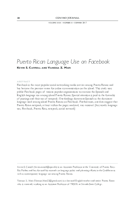 Puerto Rican Language Use on Facebook