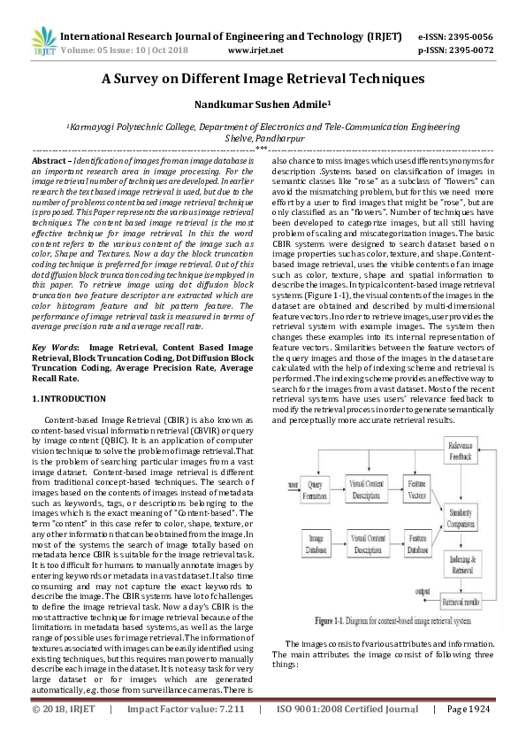 (PDF) IRJET- A Survey on Different Image Retrieval Techniques