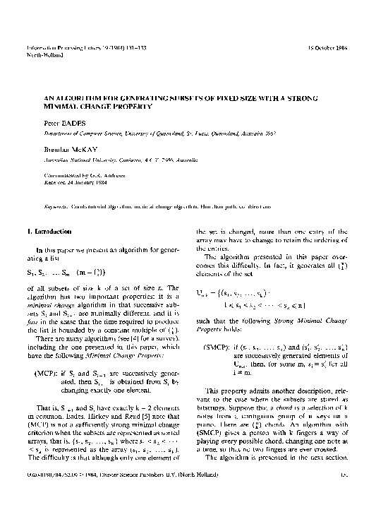 (PDF) An algorithm for generating subsets of fixed size with a strong ...