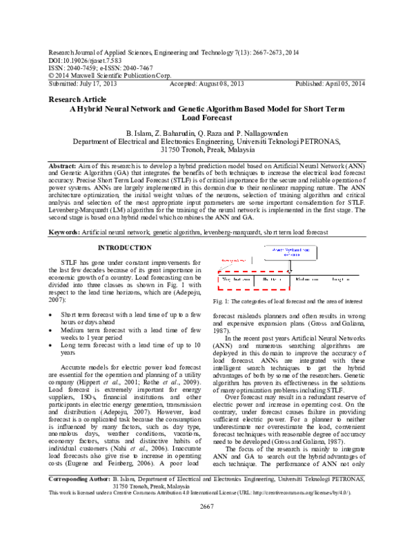 (PDF) Hybrid Neural Network and Genetic Algorithm Based Model for Short ...