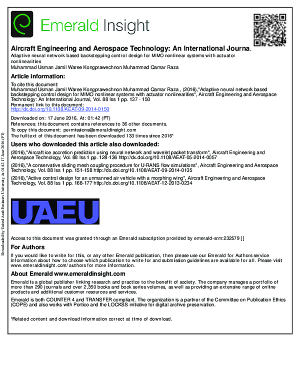 (PDF) Adaptive neural network based backstepping control design for ...