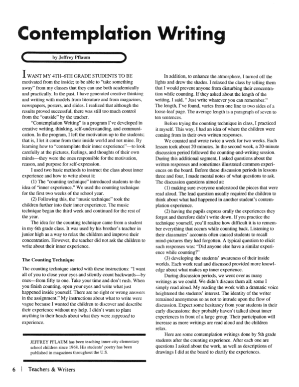 (PDF) CONTEMPLATION WRITING TWC 1992