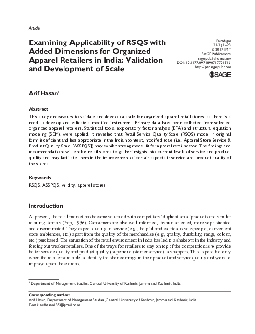 (PDF) Examining Applicability of RSQS with Added Dimensions for