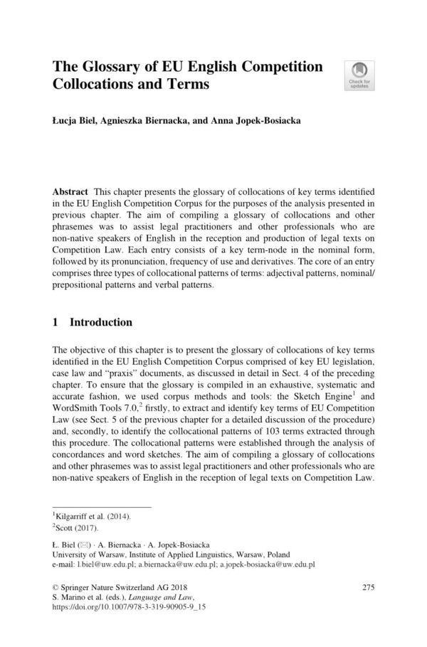 (PDF) The Glossary of EU English Competition Collocations and Terms