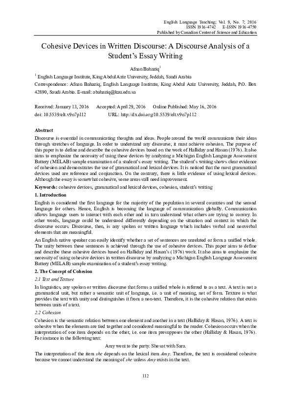 Cohesive essay format picture