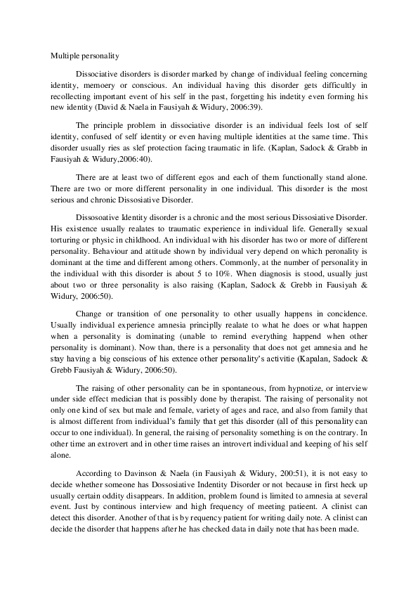 (DOC) Multiple personality
