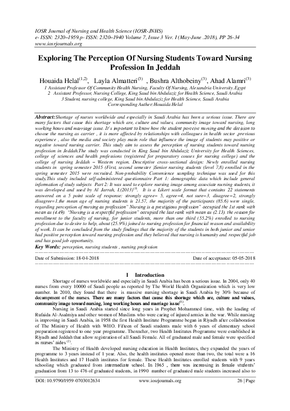(PDF) Exploring The Perception Of Nursing Students Toward Nursing ...