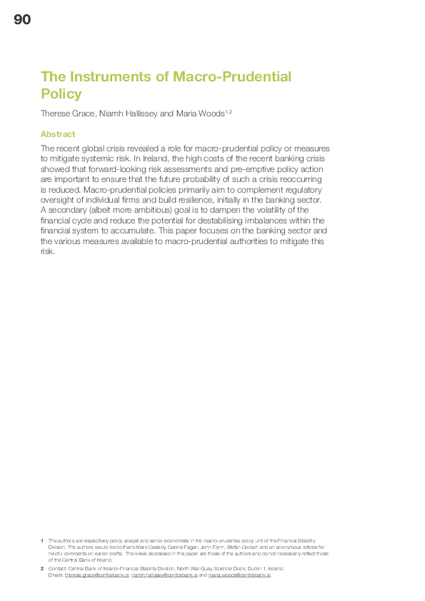 (PDF) The Instruments of Macro-Prudential Policy