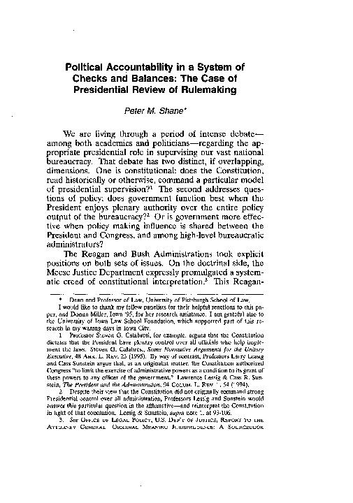 (PDF) Political Accountability in a System of Checks and Balances: The ...
