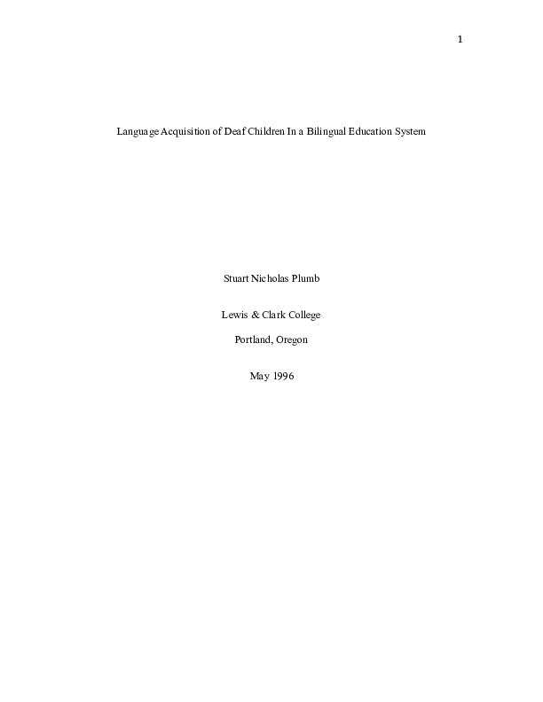 (DOC) Language Acquisition of Deaf Children In a Bilingual Education System