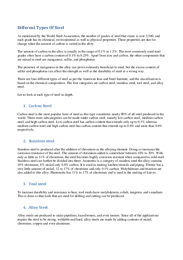 (PDF) Different Types Of Steel Brenda Millard Academia.edu