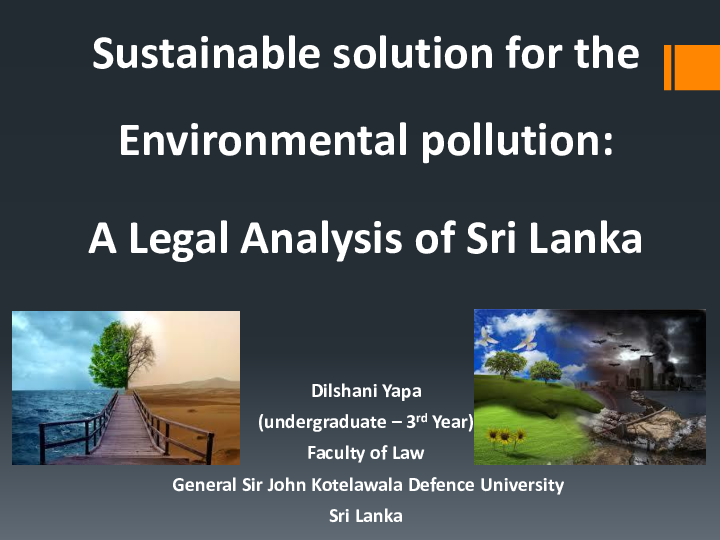 (PPT) Sustainable solution for the Environmental pollution Legal