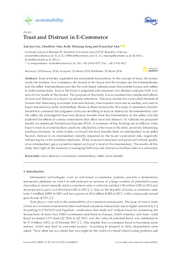(PDF) Trust and Distrust in E-Commerce