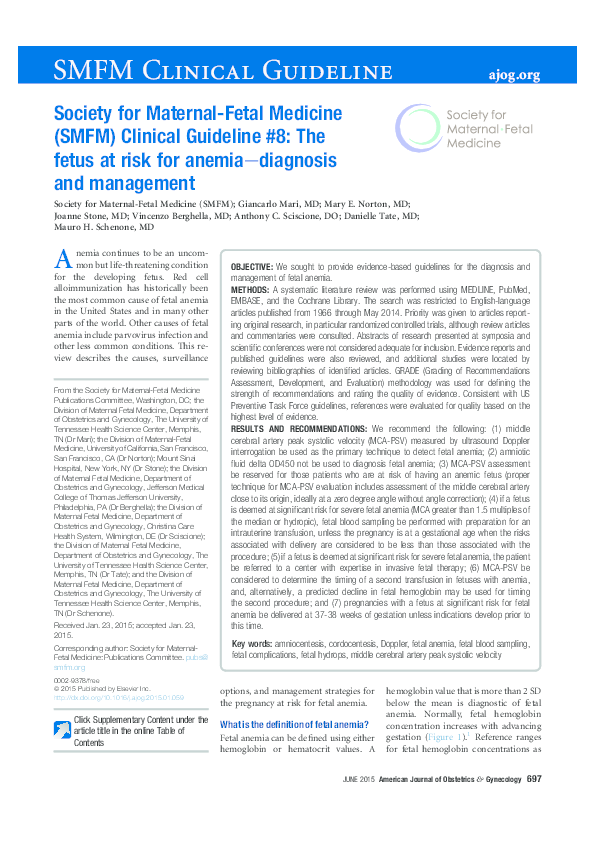 (PDF) Society for Maternal-Fetal Medicine (SMFM) Clinical Guideline #8 ...