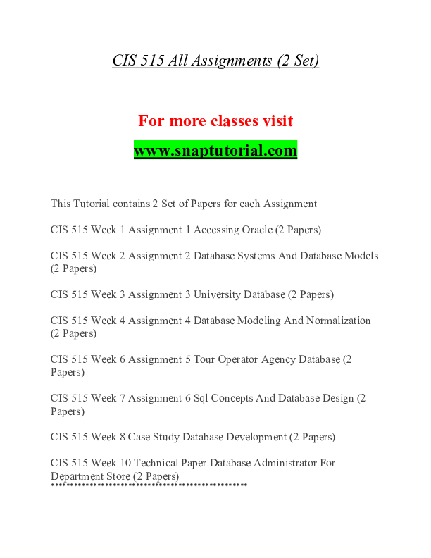 Essay on cis 515 assignment 6 sql concepts image