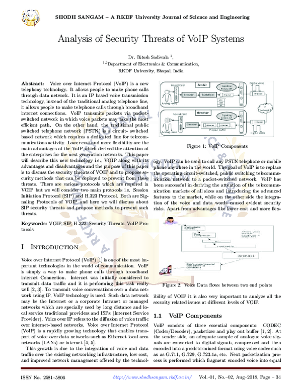 (PDF) Analysis of Security Threats of VoIP Systems