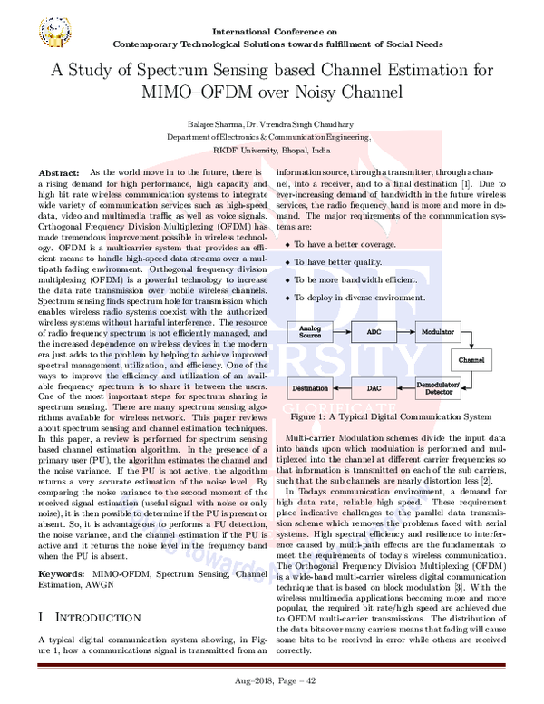(PDF) A Study of Spectrum Sensing based Channel Estimation for MIMO ...
