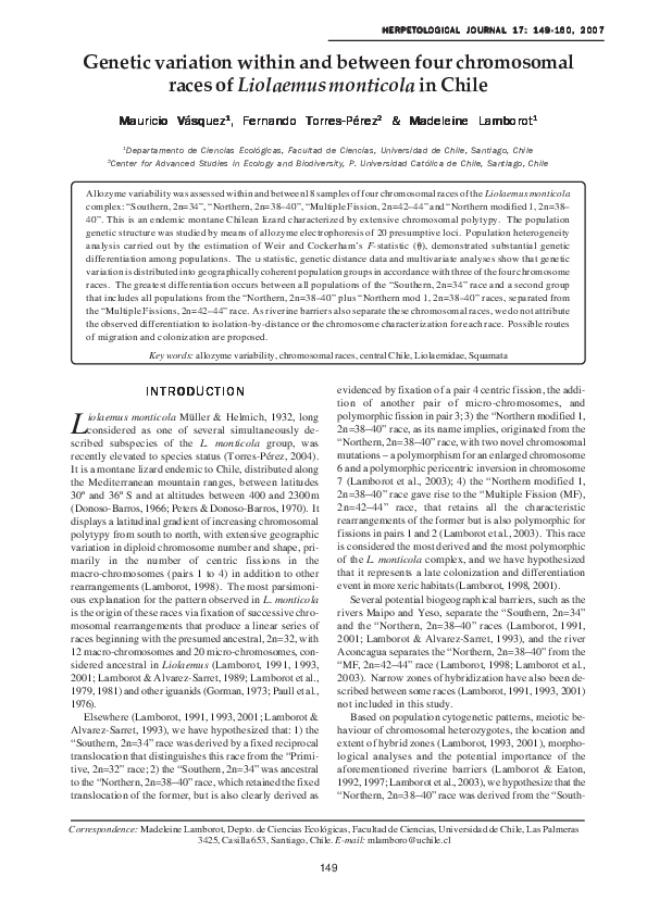 (PDF) Genetic variation within and between four chromosomal races of ...