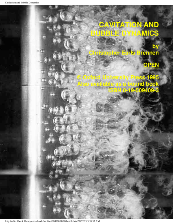 Cavitation and bubble dynamics(linked, HTML version)