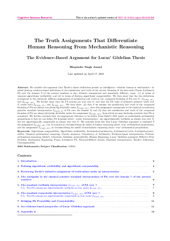 (PDF) The Truth Assignments That Differentiate Human Reasoning From ...