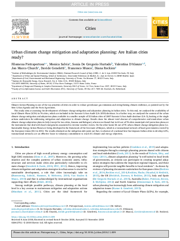 (PDF) Urban climate change mitigation and adaptation planning: are ...