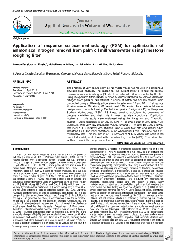 (PDF) Application of response surface methodology (RSM) for ...