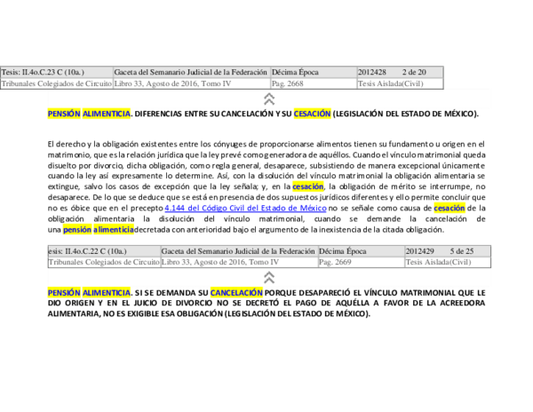 (DOC) PENSIÓN ALIMENTICIA. DIFERENCIAS ENTRE SU CANCELACIÓN Y SU