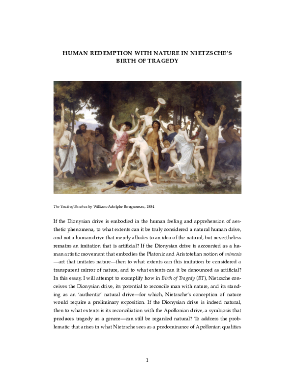 (PDF) Human Redemption with Nature in Nietzsche's Birth of Tragedy
