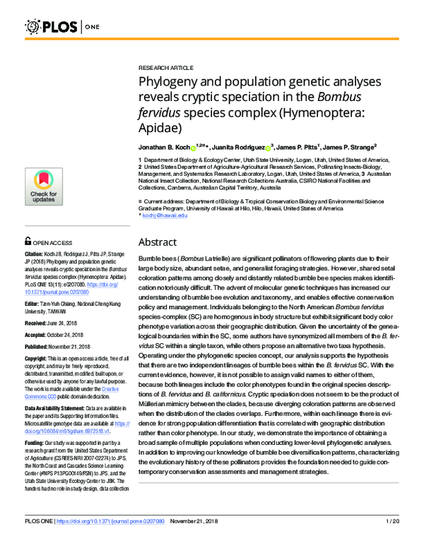 (PDF) Phylogeny and population genetic analyses reveals cryptic ...
