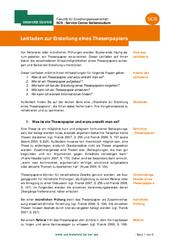 Was Ist Ein Thesenpapier (PDF) Was ist ein Thesenpapier