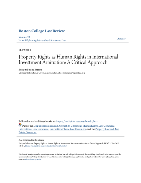 (PDF) Property Rights as Human Rights in International Investment ...